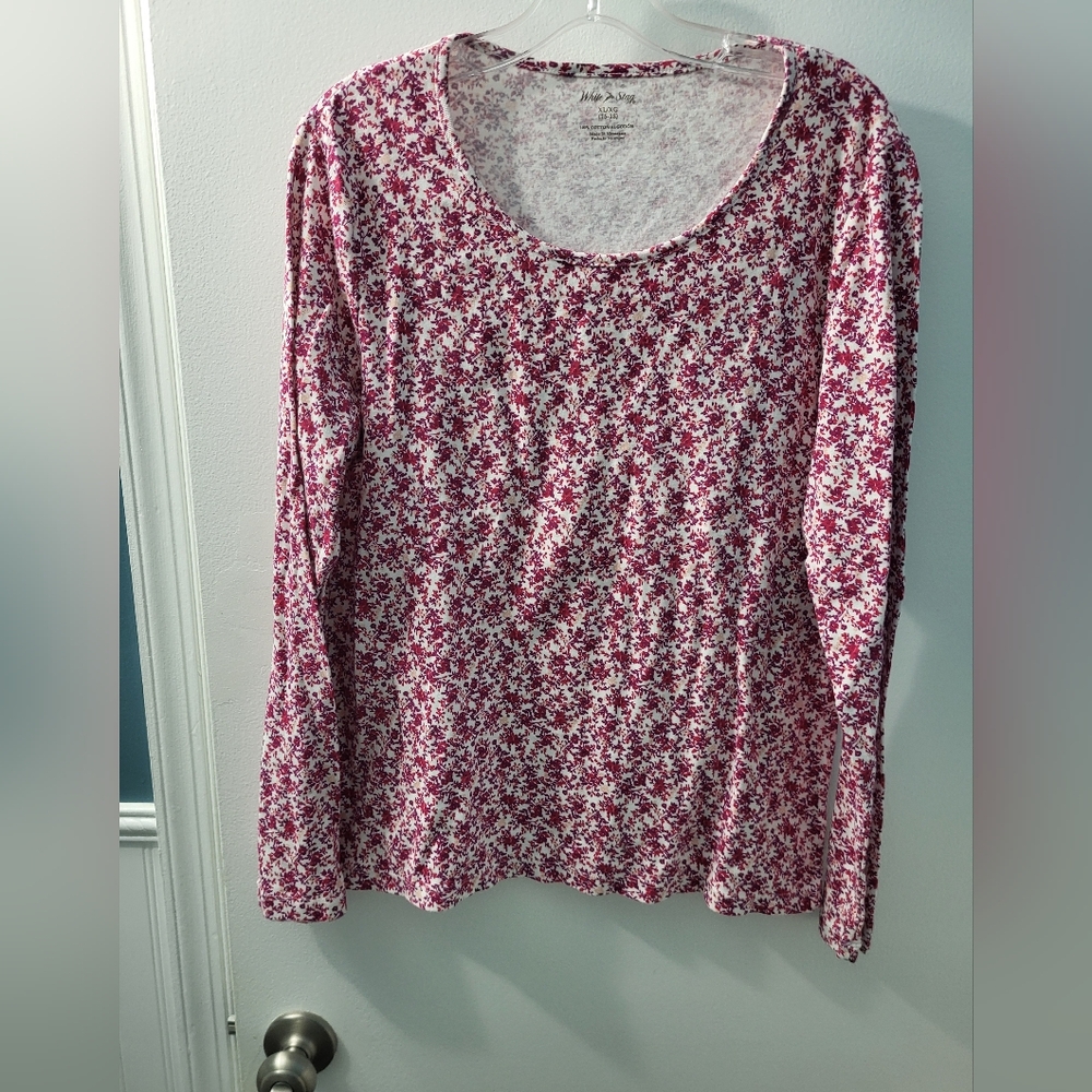 White Stag Red and White Floral Long Sleeve Tee